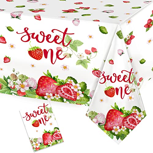 Strawberry Tablecloth Strawberry Birthday Party Decorations Sweet One Party Table Cover Berry First Birthday Party Supplies