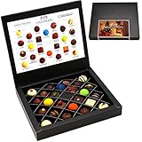 Image of Hallingers 24 Pralinen in edler Advents-Box, mit/ohne Alkohol (300g) - Frohe Weihnachten (FirstClass-Box) - Weihnachten 2023, Für Sie#Für Ihn - Geschenk zu Ostern 2023