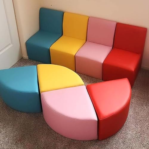 kinbor Toddler Couch Daycare Furniture - 8 Pieces Seating Set for Daycare Kids Playroom Furniture, Children Chairs Sofas Colorful Flexible Seating for Home Preschool Playroom