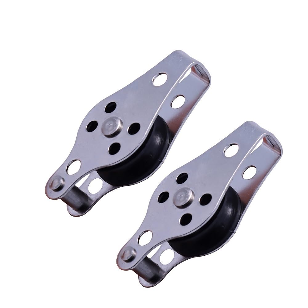 Tool Part for 2PCS Stainless Steel 316 Pulley 60mm Blocks Rope Pulley Nylon Sheave Single Lashing Eye for 2mm to 8mm Rope - (Number of Pcs: 608-25mm)
