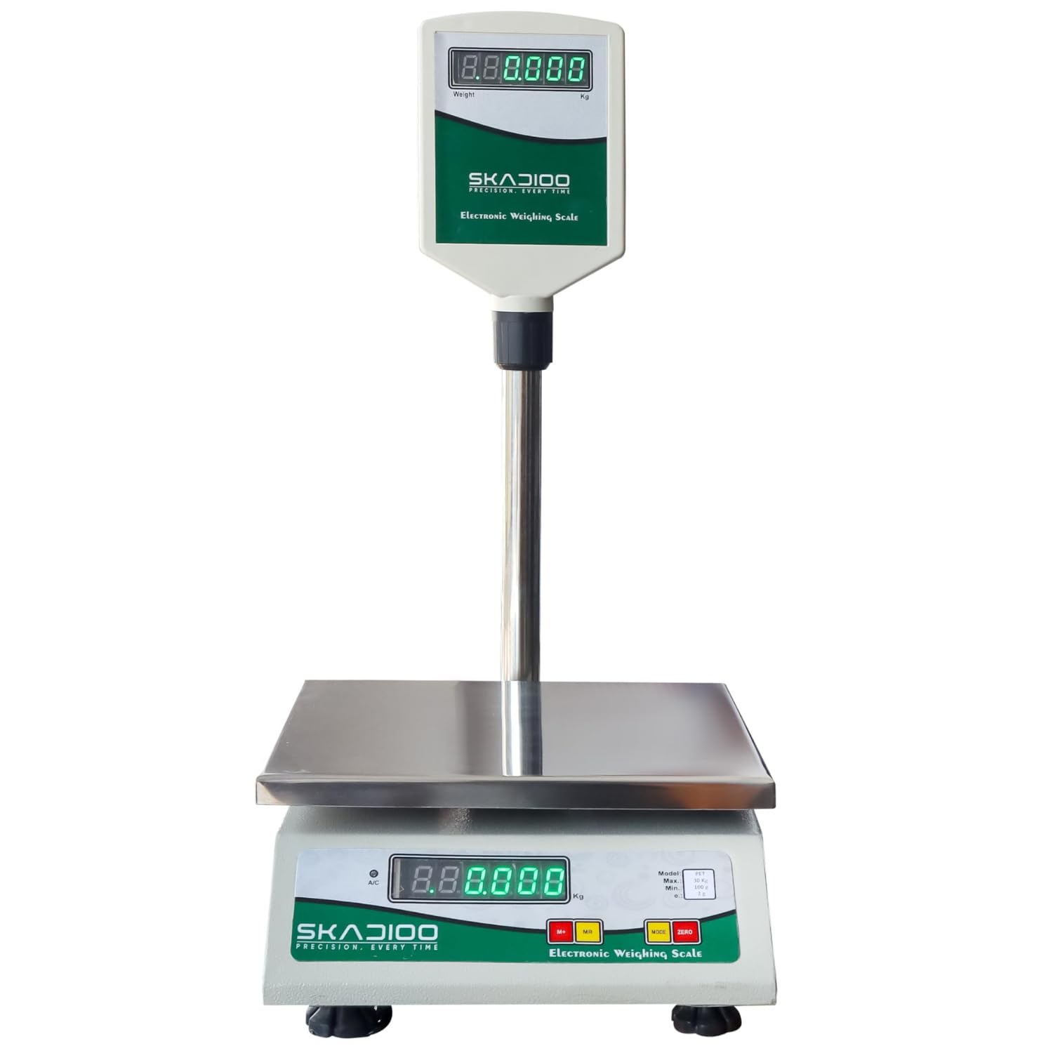 SKADIOO Weight Machine | 30 Kg Capacity Weighing Scale | Digital Weighing Machine with Stainless Steel Top | Dual LED Display | Commercial Scale for Shop, Grocery & Warehouse Use