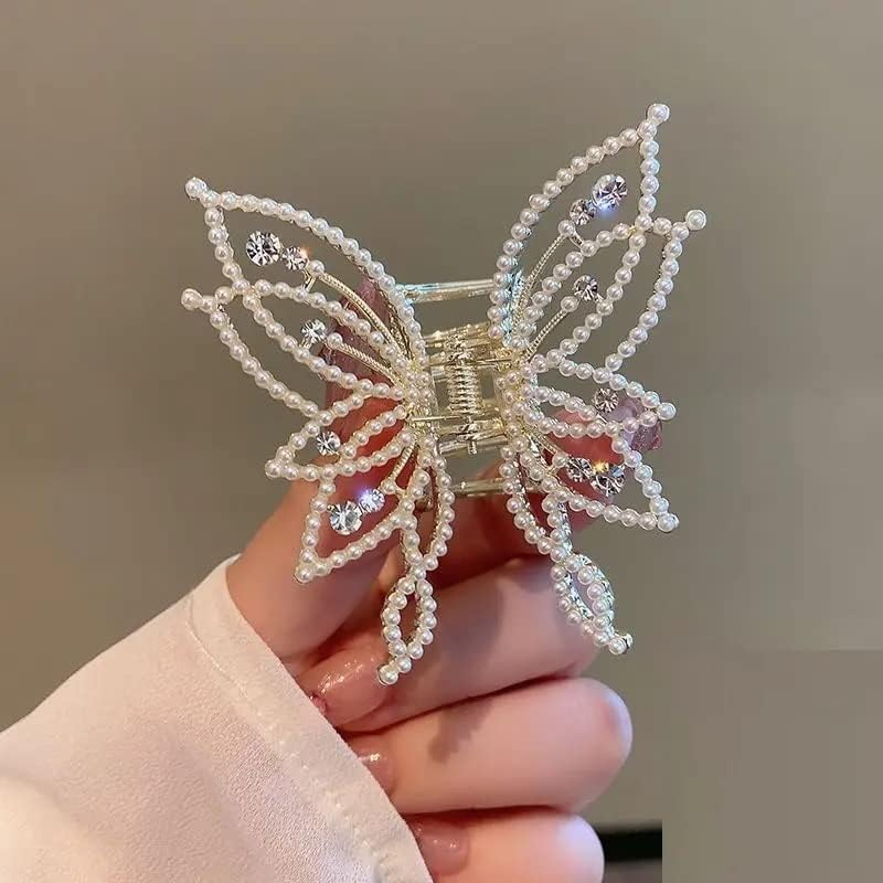 Miramar Square Claw Clips, Big and Small Neutral Rectangle Hair Non-slip Matte Large Clips for Women,Strong Hold jaw clip Thick Thin (Butterfly)