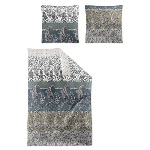 Irisette Mako-Satin Bettwäsche Wave 8507 petrol 1 Bettbezug 135 x 200 cm + 1 Kissenbezug 80 x 80 cm