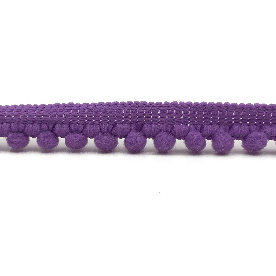 Yalulu 18 Yards Mini Pom Pom Trim Tassel Pompom Trim Ball Fringe Ribbon Trimming for Curtains Apparel DIY Craft Sewing Supplies (Purple)