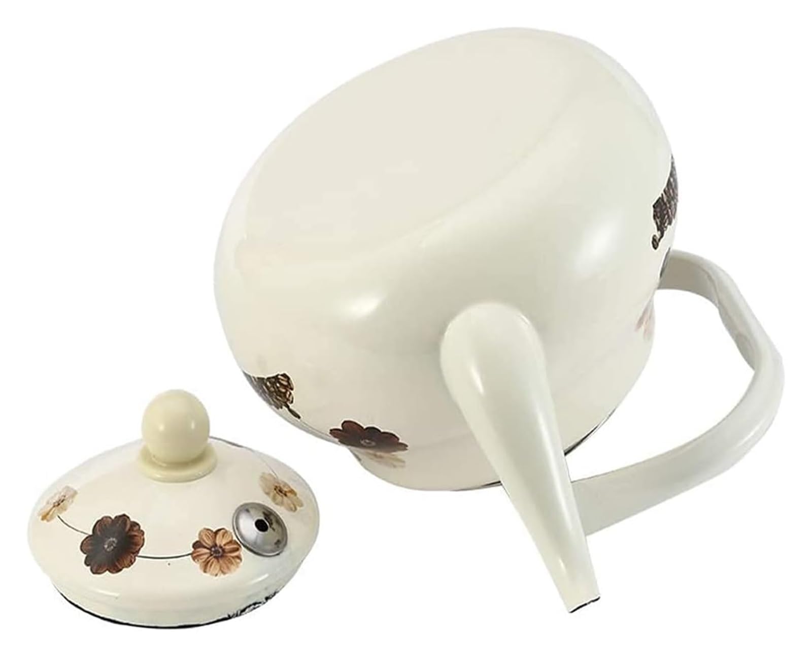 Czajnik-czajnik emaliowany 1,5 l, indukcyjny, lekki, wrzący dzbanek do herbaty, wylewka tradycyjna/retro do kuchenki gazowej z płytą grzejną lub kuchenką