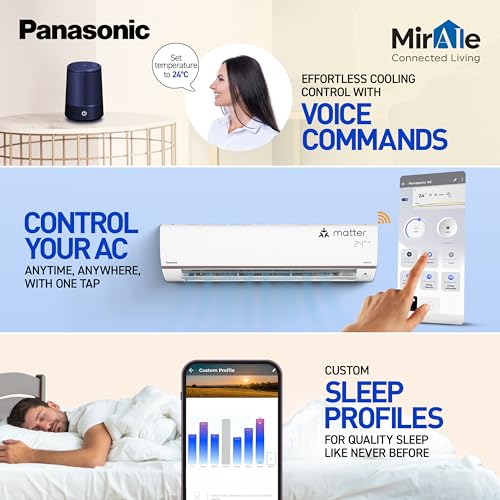 Image of Panasonic 1.5 Ton 5 Star Wi-Fi Inverter Smart Split AC (Copper Condenser, 7 in 1 Convertible with True AI Mode, 4 Way Swing, nanoe X Air Purification Technology, CS /CU-HU18BKYFM, White)