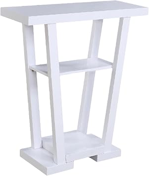 Solid Wood Console Sofa Table with Shelf Narrow Entryway Table for Hallway, Behind The Couch, Living Room, Foyer, Easy AssemblyWhite