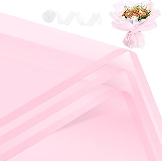 Rumvan Flower Wrapping Paper, 20 Sheets, Waterproof, Floral Bouquet Design, for Wedding, Birthday Gift, DIY Florist Supplies (Pink colour)