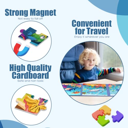 Image of Magnetic Puzzles for Toddlers 3-5 Toddler Puzzle Travel Toys (Sea)