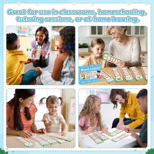 gisgfim 48 Word Ladders Flip Books Sight Words Flash Cards Kindergarten Reading and Spelling Games Phonics Games Flash Cards Preschool Learning Activities for Kindergarten Classroom - Image 7