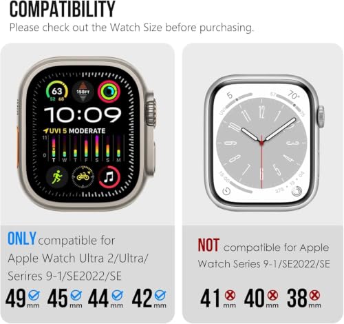 Image of MOROFY Durable Armor Silicone Band Compatible with Apple Watch Ultra 3 /2 /1 49mm Strap 46mm 45mm 44mm with Metal Connector Band for iwatch Series 11 10 9 8 7 SE2 6 5 4 - Starlight