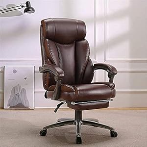 Home Office Desk Stoelen,Liggende bureaustoel lederen stoel, Computer stoel Boss stoel Thuis liggende draaibare stoel met voetsteun Redwine