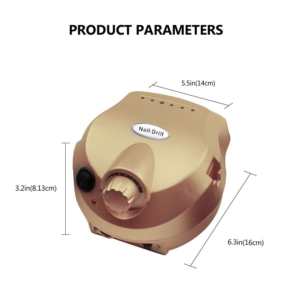 Máquina Perforadora de uñas Máquina de Taladro uñas 3500 0RPM Aparato máquina manicura Profesional para el Kit pedicura Herramienta Archivo eléctrico(White-202)