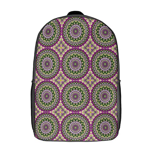 Mochila escolar unisex de 17 pulgadas con diseño circular impreso en 3D para estudiantes