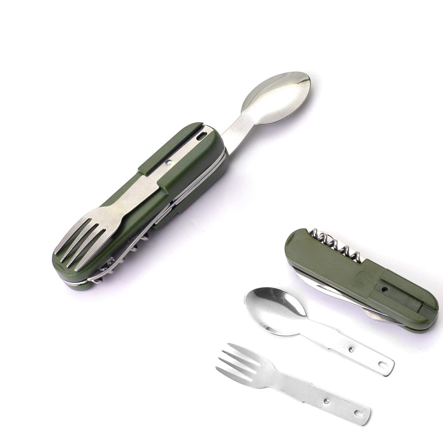 Camping Besteck Set Abnehmbare Edelstahl Faltbar Tragbar Camping Besteck Camping Utensils Faltgeschirr Abnehmbare Outdoor Reiseutensilien Set mit Aufbewahrungstasche für Reisen Camping Picknick