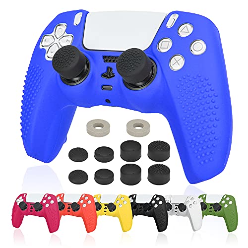 Ltenic ps5 コントローラー カバー シリコン素材 ps5 カバー コントローラー 滑り止め 簡単装着 超軽量 耐衝撃 傷つけ防止 保護ケース-ブルー