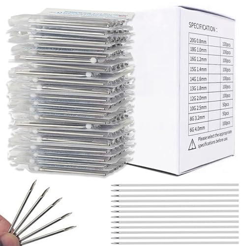 20G Piercing Needles 100pcs - Usiriy Hollow Needles Ear Nose Piercing Needle for Lip Tongue Belly Navel Nipple Professional Piercing Tools
