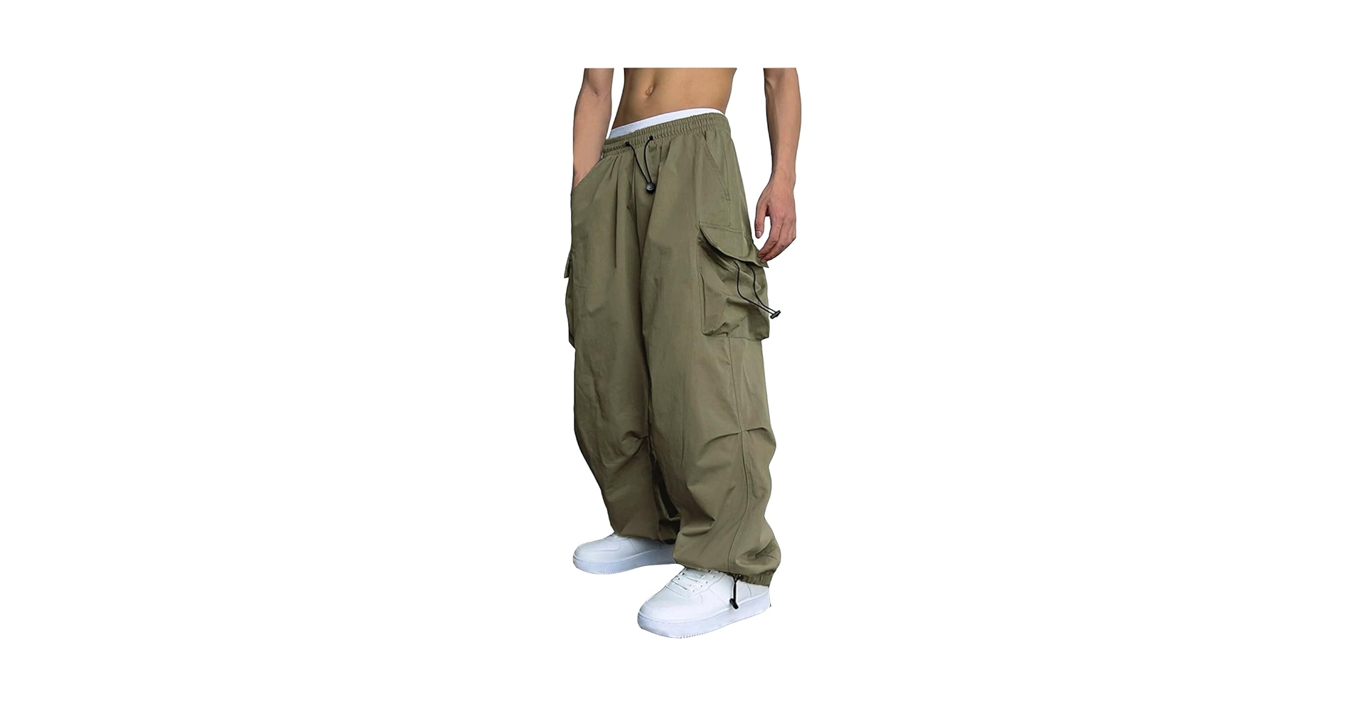 WZIKAI Men's Baggy Cargo Pants Casual Parachute Cargo Pants