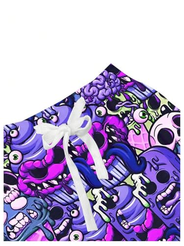 SHENHE Men's Goth Swim Shorts Novelty Skull Print Anime Graphic Drawstring Beach Hawaiian Shorts3