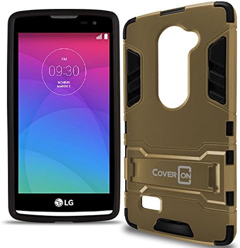LG Leon Case, LG Power Case, CoverON Shadow Armor Series Modern Style Slim Hard Hybrid Phone Cover with Kickstand Case for LG Leon LTE/Tribute 2 / Power/Sunset/Destiny/Risio - Gold