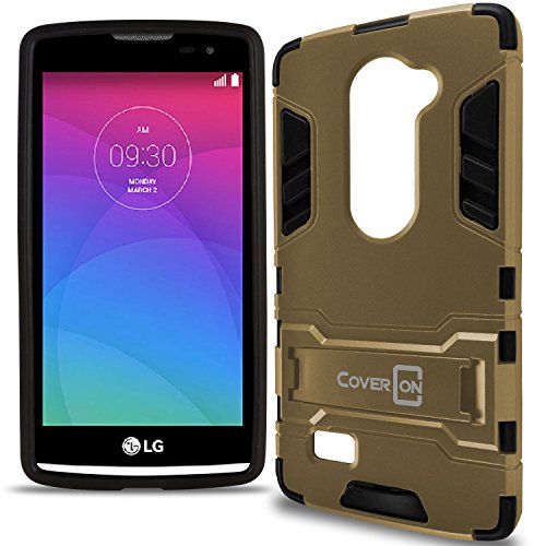 Lg Leon Case, Lg Power Case, Coveron Shadow Armor Series Modern Style Slim Hard Hybrid Phone Cover With Kickstand Case For Lg Leon Lte/Tribute 2 / Power/Sunset/Destiny/Risio - Gold #TOP14