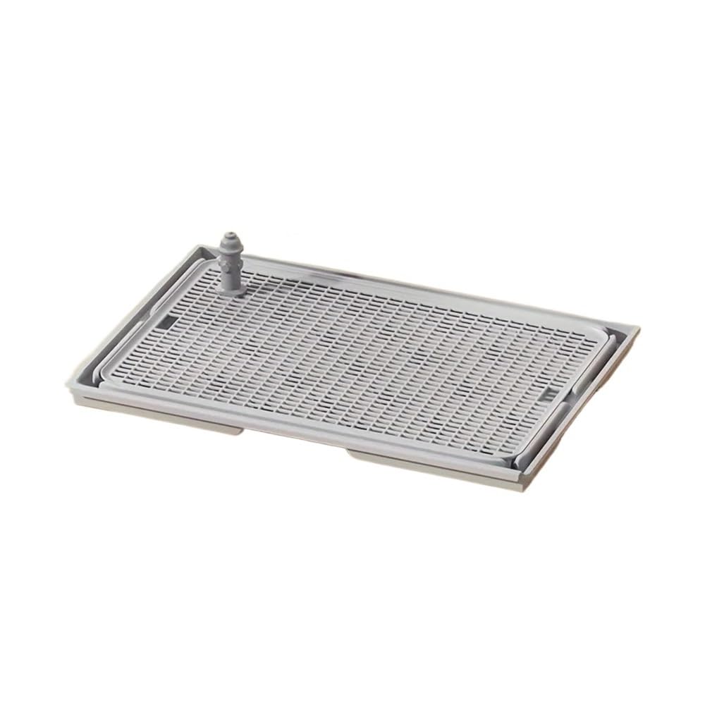 Bac à litière 2 en 1 chien et chat gris clair avec grille amovible