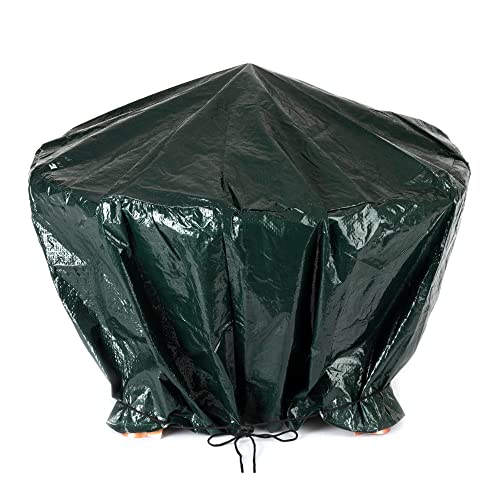 LIVIVO Heavy Duty Round Fire Pit Cover Waterproof Outdoor BBQ & Firepit Protector with Drawstring UV-Resistant Tearproof Rain Shield Fits Firepits Up to 84cm Diameter (Green)