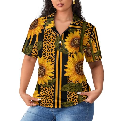 Camiseta polo de manga corta para mujer transpirable con estampado original de girasol