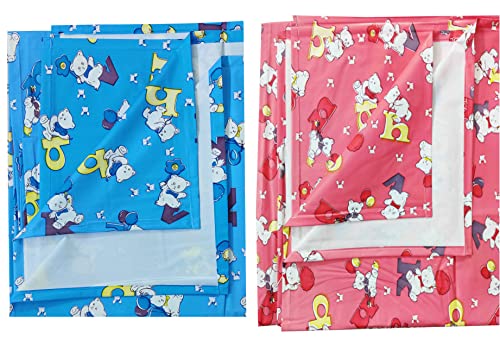 Image of EcoSoft Plastic Sheet,PVC Sheet for Kids,Rubber Sheet for Babies,Bed Wetting Protector(90 x 135 cm) (Alphabet Pink & Blue)