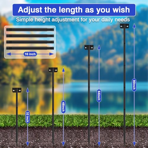 Image of AHRLHR 80 Inch Adjustable Bird Feeder Pole,Bird House Pole Suitable for Feeders & Birdhouse,Weather Station,Heavy-Duty Rustproof Design,Enhance Outdoor Decor & Birdwatching Experience