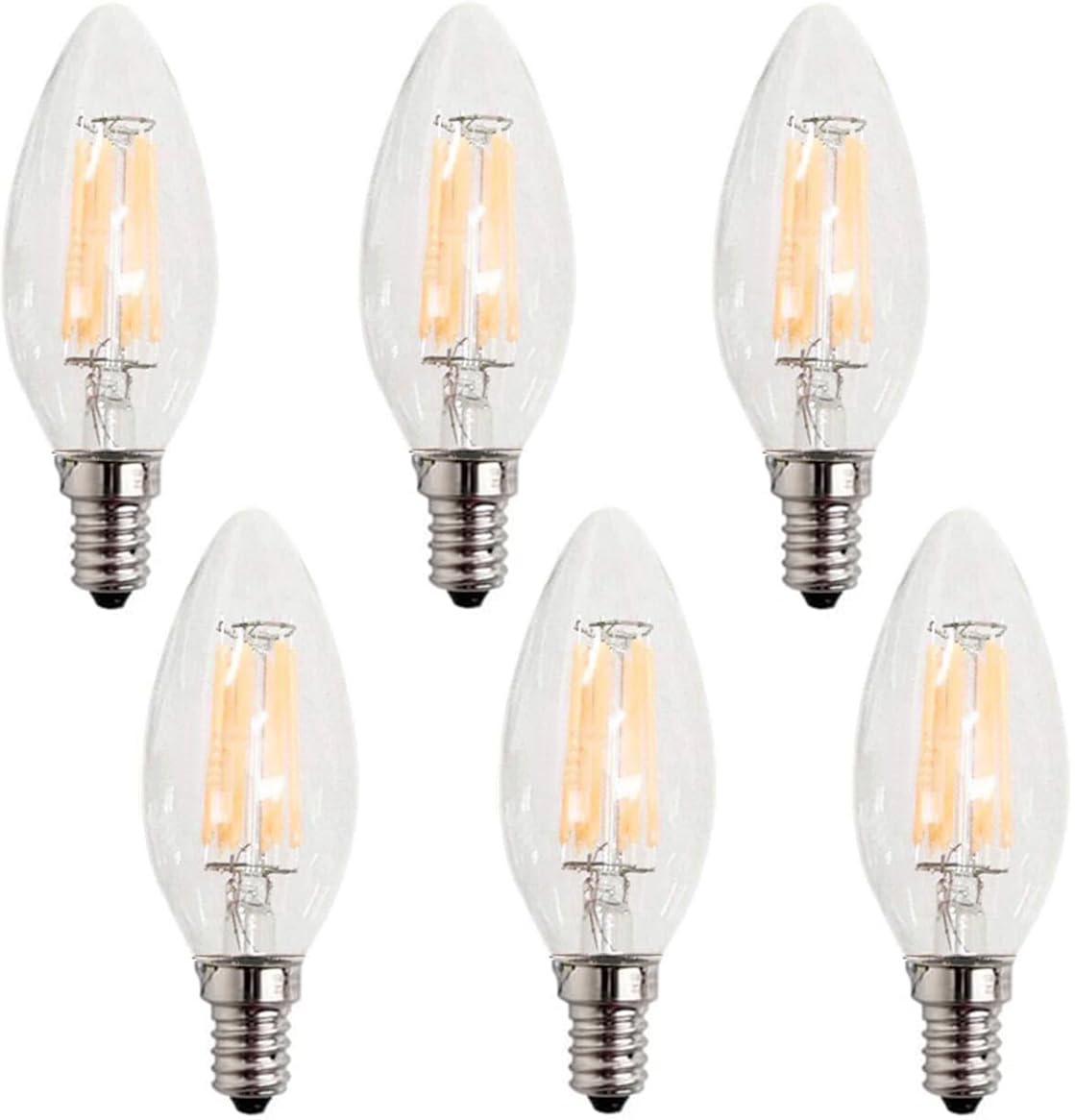 ZFQ Pack of 6 E14 Candle LED Lamp for Chandelier, Edison Led Filament Retrofit Classic, 6W, 600LM, 2700K Warm White, Equivalent Incandescent 60W, AC 220-240V, Dimmable