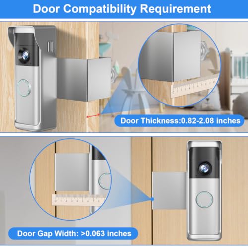 Image of Anti-Theft Doorbell Mount All Metal Compatible with Ring Newest 2026 Battery Doorbell /Plus /Pro, No Drill Wireless Video Camera Doorbell Bracket with Rain Cover for Apartment Rental No Damage (Silver)
