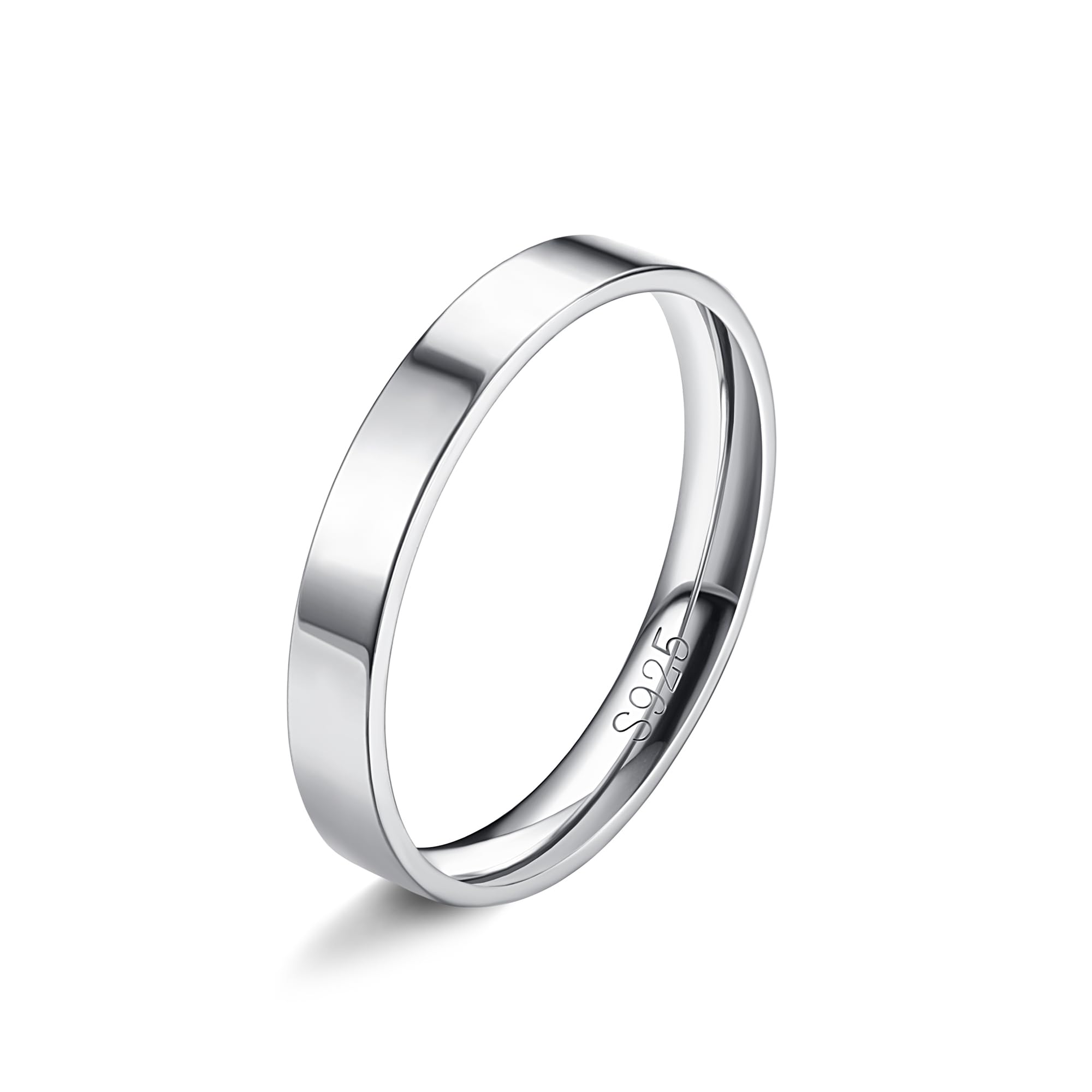 ORAZIO S925 Anillos de Plata de Ley para Mujeres Hombres Minimalista Pulgar Apilado Delicado Anillo de Declaración Alto Pulido Eternidad Anillos de Boda Confort Fit Tamaño 5 a 10
