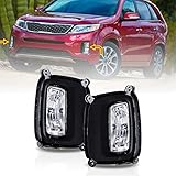 Silscvtt Fog Lights Assembly Replacement for 2014 2015 Kia Sorento Clear Lens with Bulbs + Bezel Front Driving Fog Light Left+Right Side (Passenger & Driver Side)