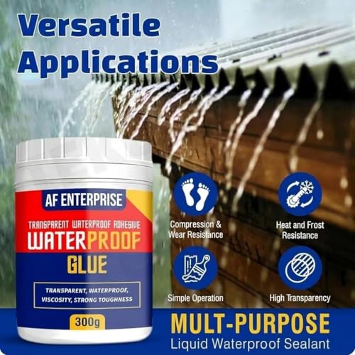 Image of Crack Seal Glue 300gm with Brush Transparent Waterproof Resin Epoxy for Roof Leakage Crack Seal Agent Roof Water Leakage Solution Water Proof Glue for Waterproofing (300 GM / 1 PACK)