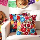 HunnmingRe 2 Pcs Mexican Boho Throw Pillow Covers 18 x 18 Inch Embroidery...