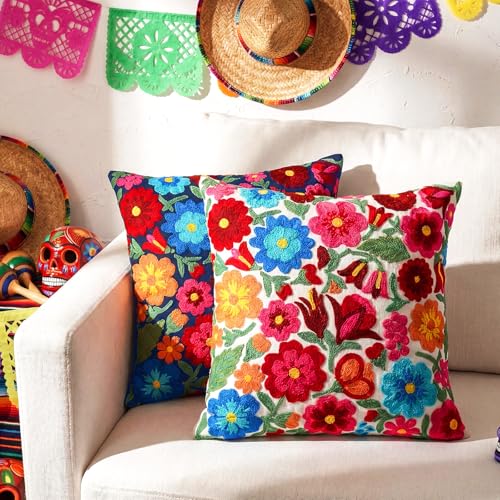 HunnmingRe 2 Pcs Mexican Boho Throw Pillow Covers 18 x