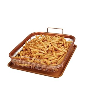 Copper Chef Copper Crisper Non-Stick Oven Baking Tray with Crisping Basket, 34 x 26 x 10 cm, 2 Piece Set