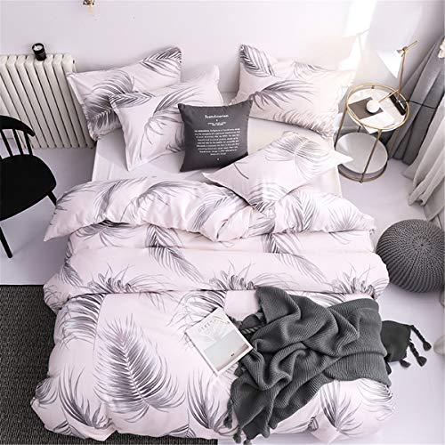 FANSU Parure de Lit Housse de Couette 3 pcs Microfibre Home Chambre à Coucher Ensemble Taies d'oreiller Hypoallergique Élégant Classique (175x220cm,Feuille)