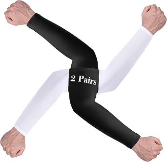 Xeoxarel 2 Pairs Arm Sleeves for Men & Women Black and White