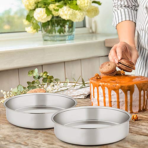 E-Far 8 Inch Cake Pan Set Of 3, Stainless Steel Round Layer Cake Baking Pans thumb #4