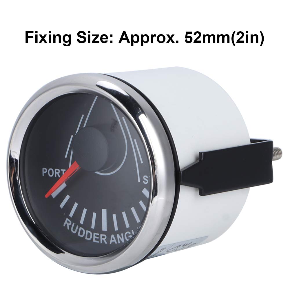 Indicatore Angolo Timone Barca 52mm, Segnale 0-190ohm, Voltaggio 9-32V, Quadrante con Retroilluminazione Rossa - Impermeabile IP67, Alta Precisione, Adatto a Yacht e Imbarcaz (Copertura argentata