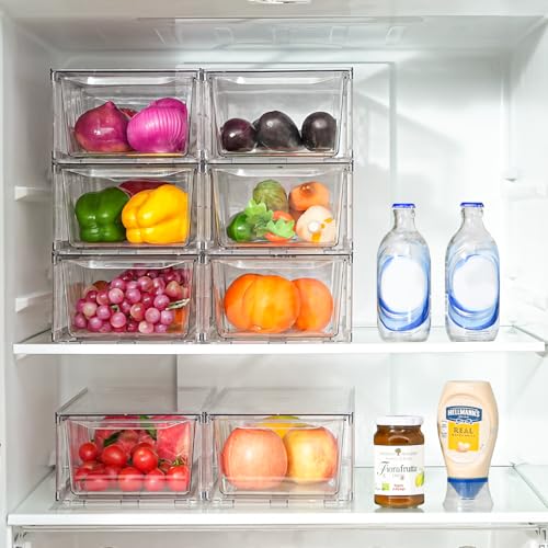 Image of Clemate 8Pack Stackable Kitchen Storage Organizer,Pantry Organizers and Storage, Foods Organizer Bins, Fits Kitchen, Pantry, Cabinet, Closet, All Purpose Portable Household Containers