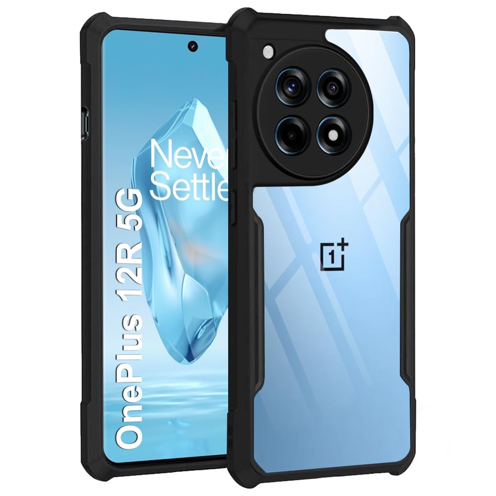 TheGiftKart Shockproof Crystal Clear Back Cover Case for OnePlus 12R 5G | 360 Degree Protection | Protective Design | Transparent Back Cover Case for One Plus 12R (PC & TPU, Black Bumper) (B0D11GHPMB) Amazon Price History, Amazon Price Tracker