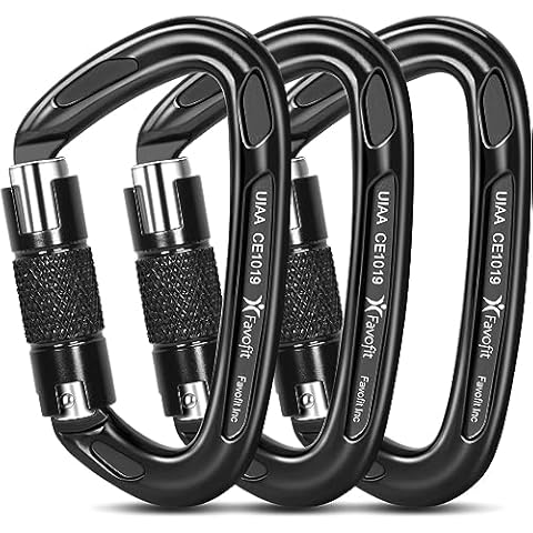 Heavy Duty Locking Climbing Carabiner - 25KN UIAA Certified Safety Carabiner Clip for Arborist - 3.9'' Large Rock Climbing Hook for Hammock Rappelling Hunting Cover