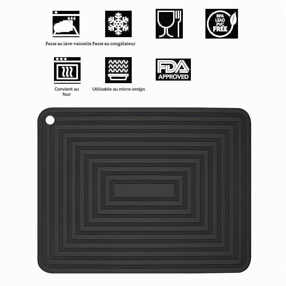 flintronic Dessous de Plat Silicone, 2PCS Anti-dérapant Anti-Chaleur 250 °C Multifonction Repose-cuillère Dessous de Verre de Cuisine Tapis de Table pour Cuisine et Salle à Manger