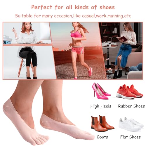 5 Pairs Five Finger Orthopedic Compression Socks, Toe Separator Socks, Breathable and Soft Align Toe Socks for Women Foot Size 9-112