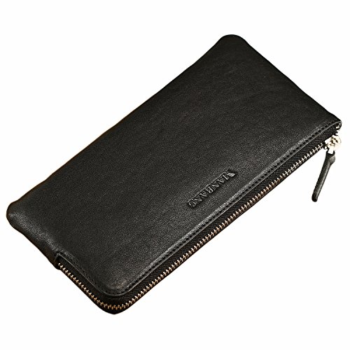 MANBANG Wallets for men Genuine Leather mens Wallet Money Clip Small Wallets for Man Card Holder Black