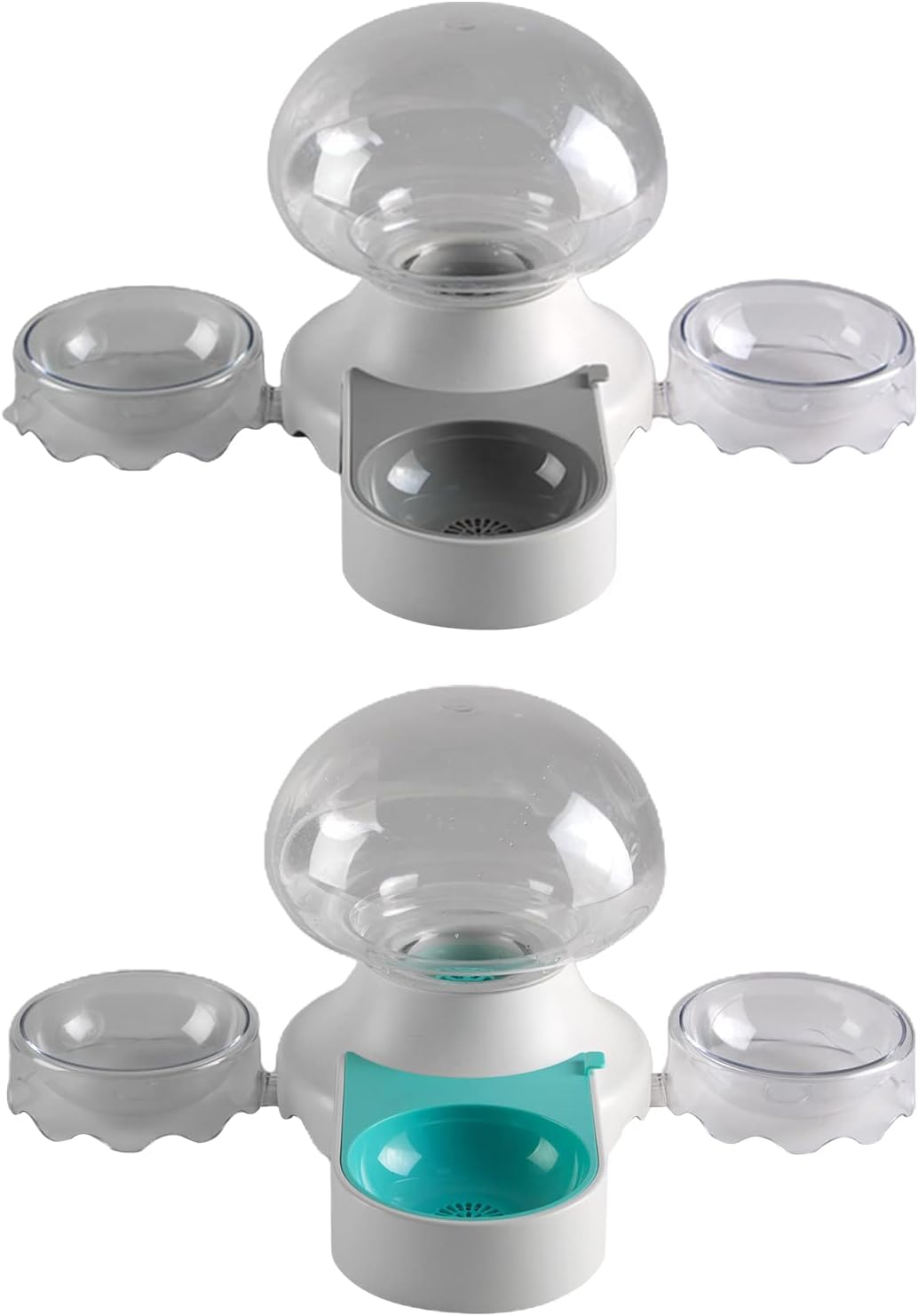 Cats Fountain Dog Quiet Water Dispenser Automatic Feeders 71oz Filtered with 2pcs Feeding Bowls No Power Required Cats Fountains Drinking Bowl Quiet Small Pet Automatic Small Dog Fountain Bowl