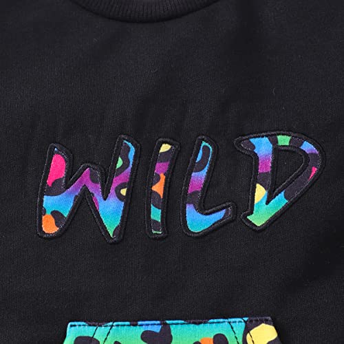 Image of Girls Fall Winter Outfits Cartoon Animal Long Sleeve Crewneck Sweatshirt Top+Sweatpant 2 Piece Clothing Set 3-9T